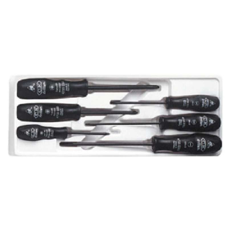 Triton™ ESD-Safe 6-Piece Pozidrive and Slotted Screwdriver Set with Ergonomic Handles, #1 x 6-15/16" Long