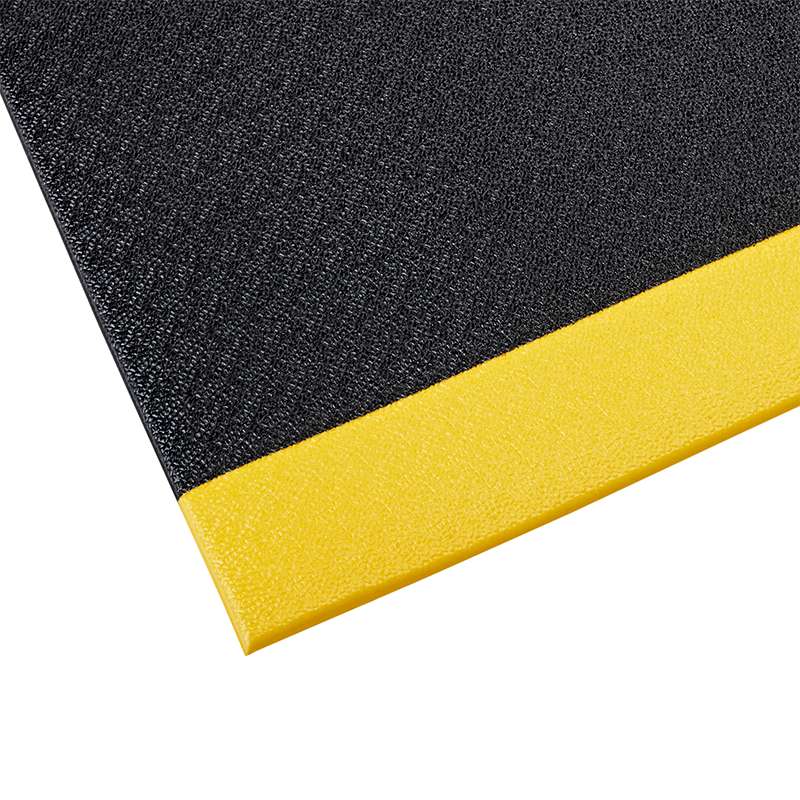 Anti Fatigue Tuff-Spun 3/8 Pebble-Surface MAT, 3'x12', Black W/Yellow, 1/Case