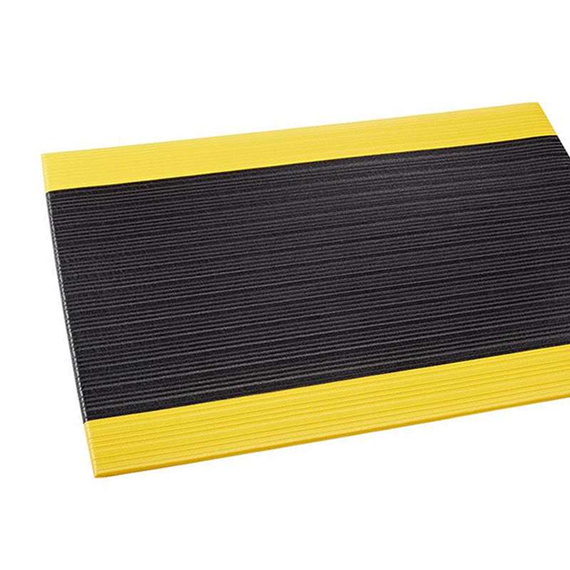 Anti Fatigue Tuff-Spun 3/8 Rib-Surface MAT, 3'x12', Black W/Yellow, 1/Case