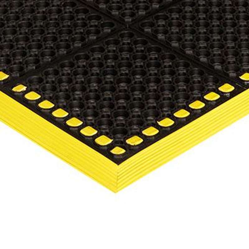 Drainage  Safewalk with Colored Borders 4-Sides MAT, 40"x64", Black W/Yellow, 1/Case