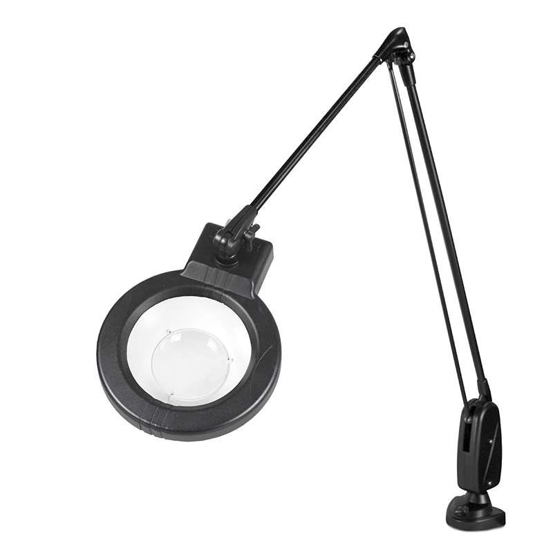 LED Circline Magnifier, 11-Diopter, Horizontal Dual Clamp Mount, 43" Classic Arm Style, Black