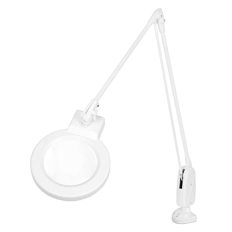 LED Circline Magnifier, 3-Diopter, Horizontal Dual Clamp Mount, 43" Classic Arm Style, White