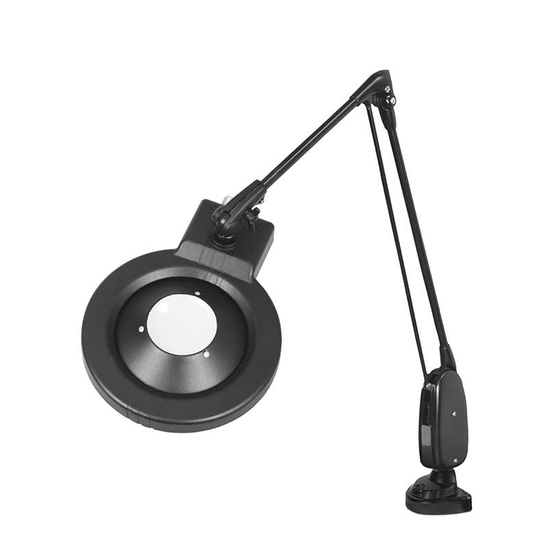 LED Circline Magnifier, 16-Diopter, Horizontal Dual Clamp Mount, 33" Classic Arm Style, Black