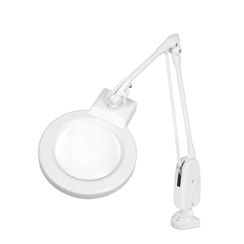 LED Circline Magnifier, 3-Diopter, Horizontal Dual Clamp Mount, 33" Classic Arm Style, White