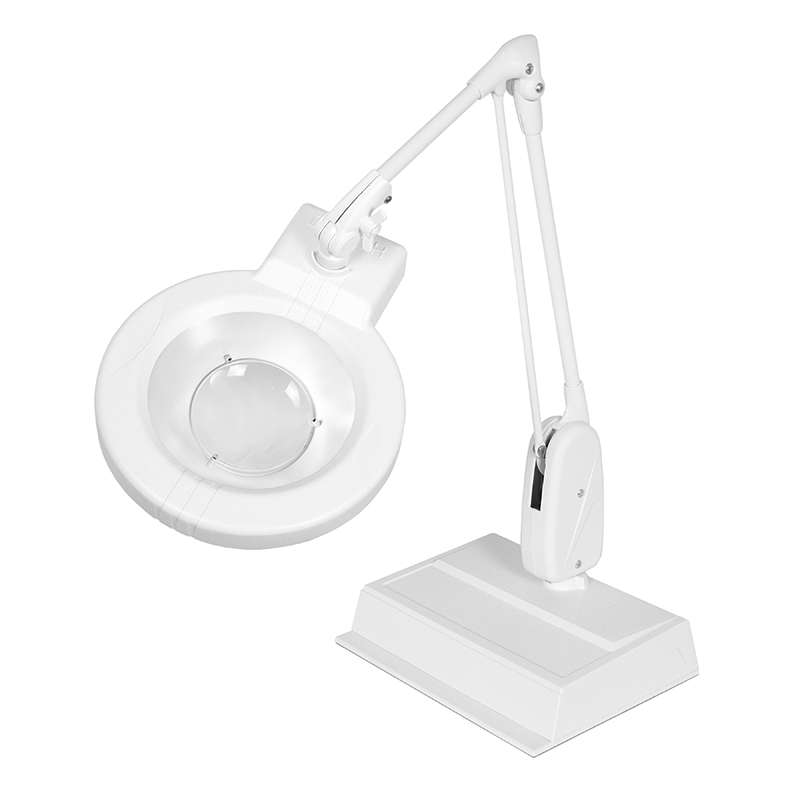 LED Circline Magnifier, 11-Diopter, Weighted Base, 33" Classic Arm Style, White