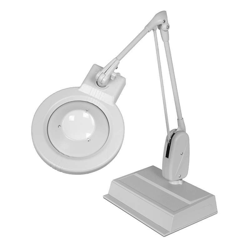 LED Circline Magnifier, 16-Diopter, Weighted Base, 33" Classic Arm Style, Dove Grey