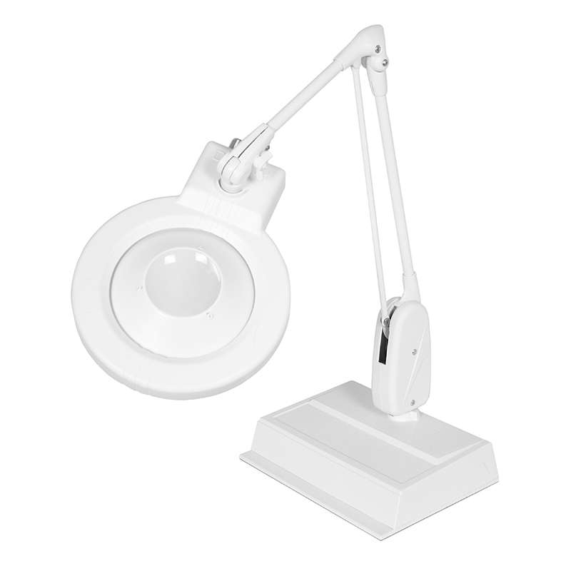LED Circline Magnifier, 16-Diopter, Weighted Base, 33" Classic Arm Style, White