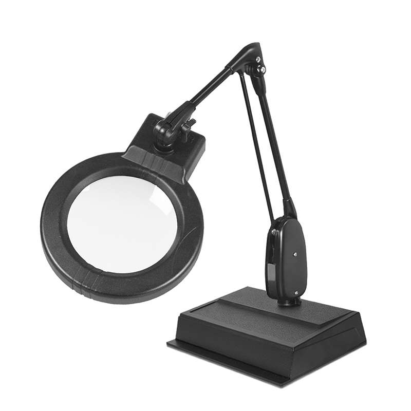 LED Circline Magnifier, 5-Diopter, Weighted Base, 33" Classic Arm Style, Black