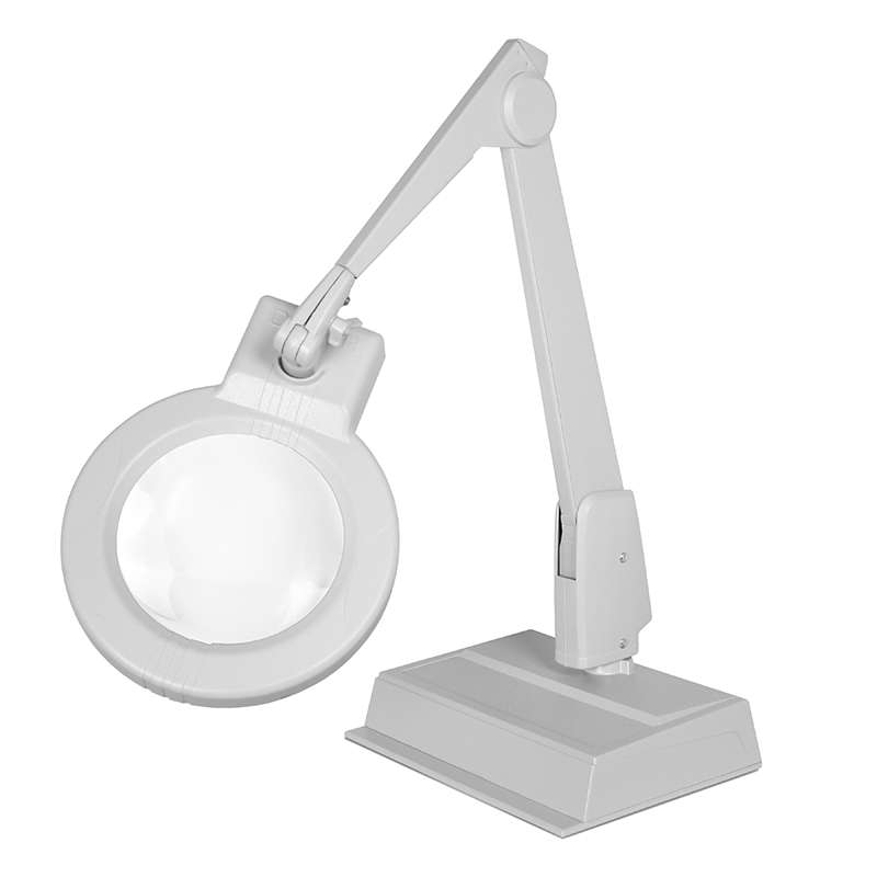 LED Circline Magnifier, 5-Diopter, Weighted Base, 28" Contemporary Arm Style, Dove Grey