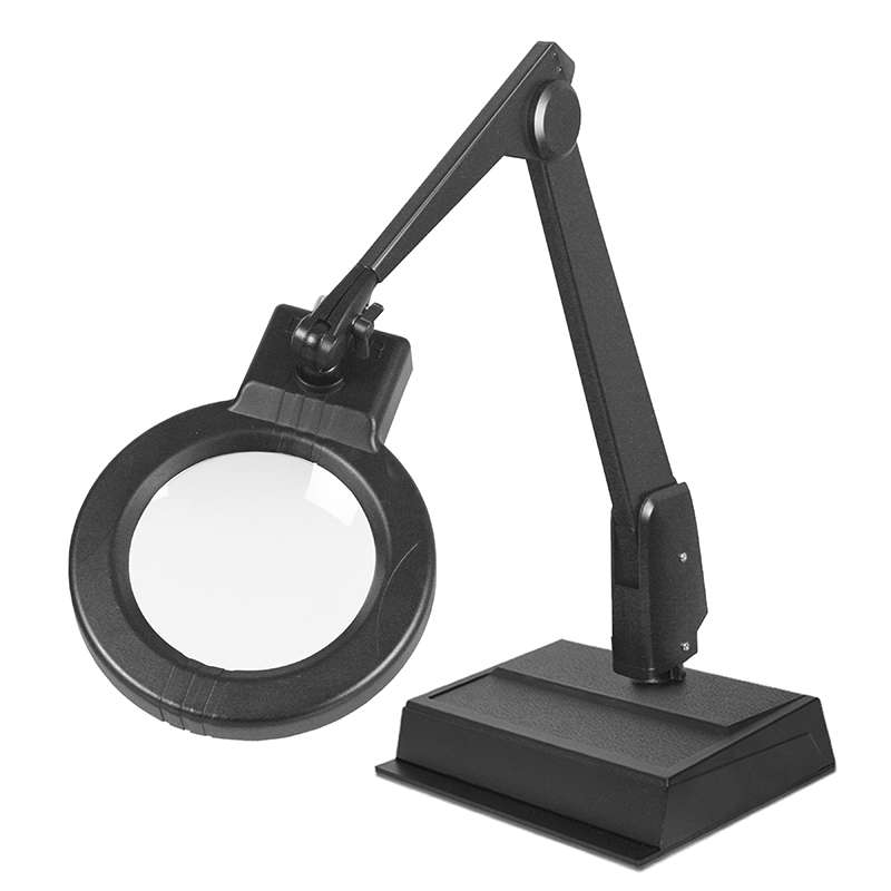 LED Circline Magnifier, 3-Diopter, Weighted Base, 28" Contemporary Arm Style, Black