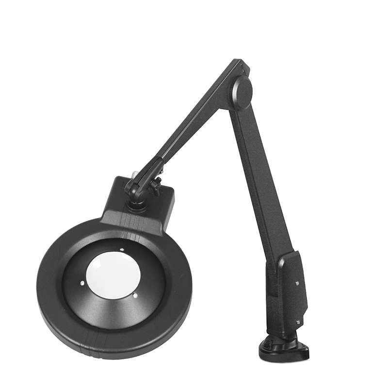 LED Circline Magnifier, 16-Diopter, Horizontal Dual Clamp Mount, 28" Contemporary Arm Style, Black
