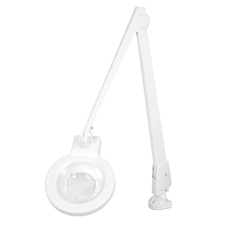 LED Circline Magnifier, 11-Diopter, Horizontal Dual Clamp Mount, 42" Contemporary Arm Style, White