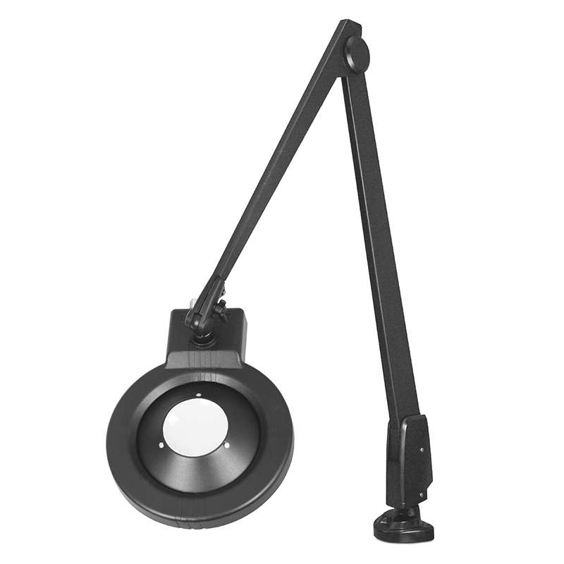 LED Circline Magnifier, 16-Diopter, Horizontal Dual Clamp Mount, 42" Contemporary Arm Style, Black