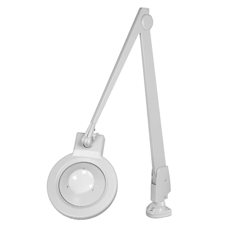 LED Circline Magnifier, 16-Diopter, Horizontal Dual Clamp Mount, 42" Contemporary Arm Style, Dove Grey