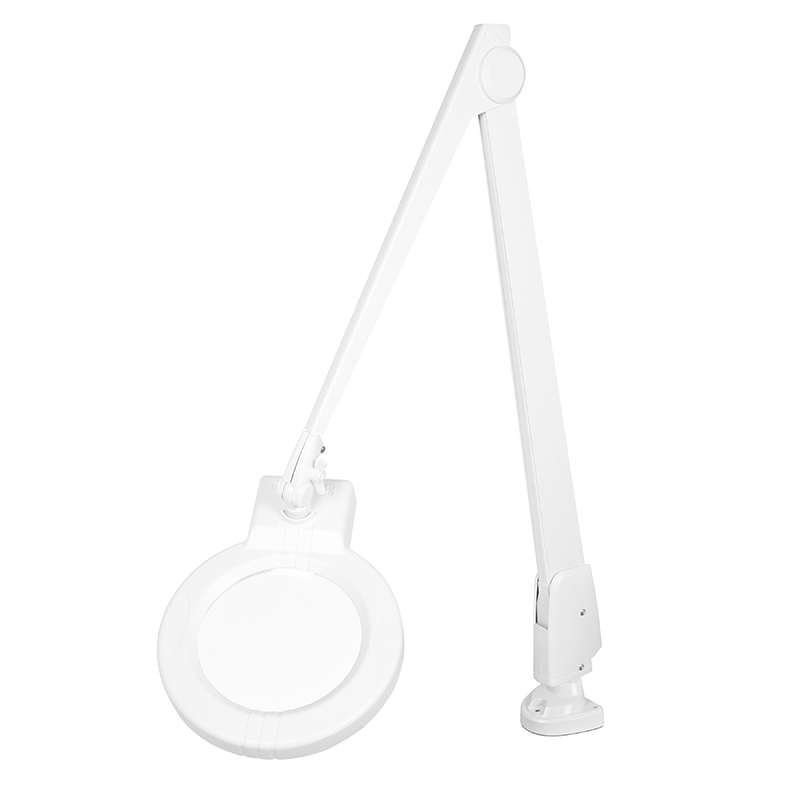 LED Circline Magnifier, 3-Diopter, Horizontal Dual Clamp Mount, 42" Contemporary Arm Style, White