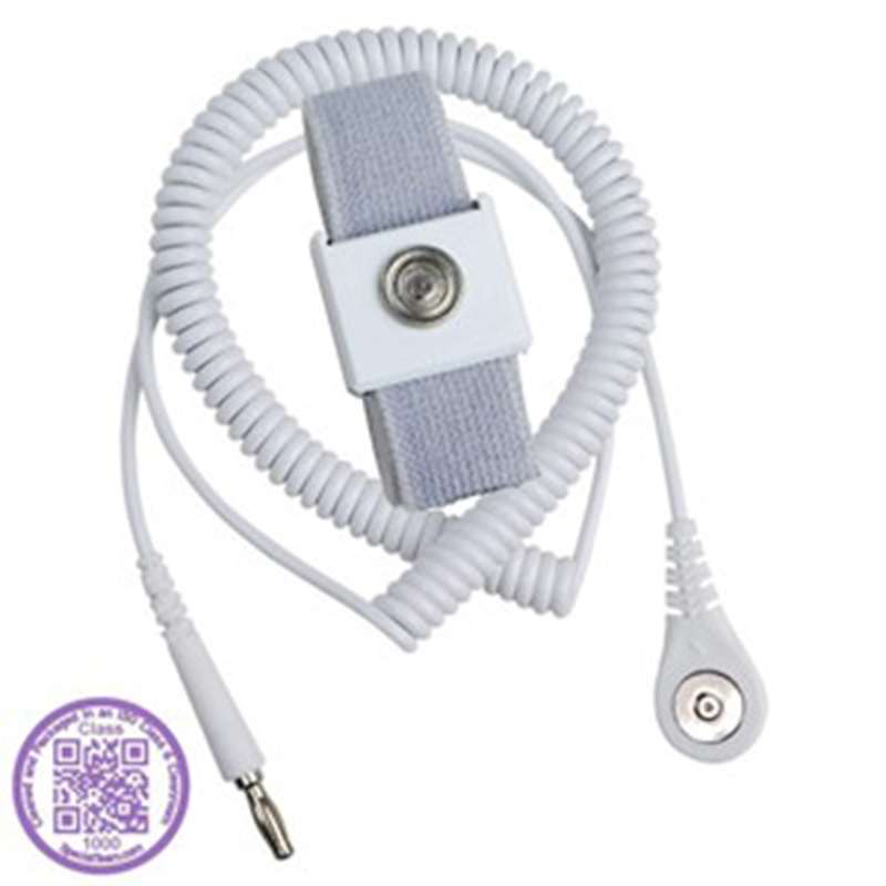 Magsnap Adjustable Elasctic Wrist Strap, White 6' Cord, Class 1000 Packaging