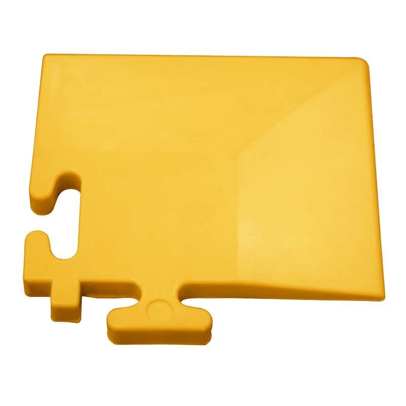 Modular Conductive Interlocking Floor Tile, Corner, Yellow, 2.5" X 2.5"