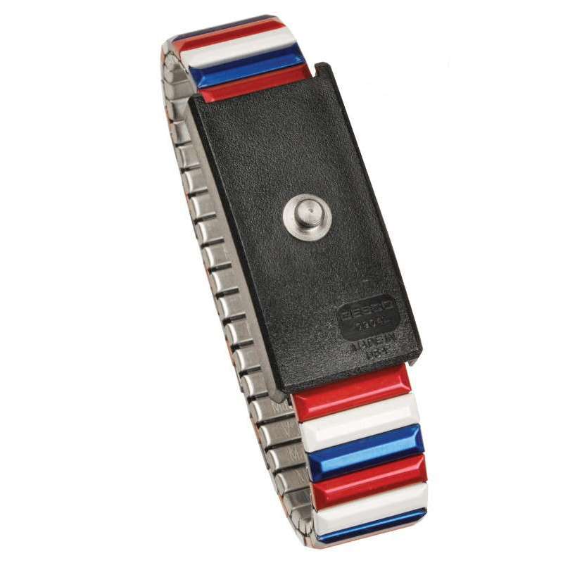 Premium Metal Expansion Wrist Band, Red/White/Blue, 4mm Stud