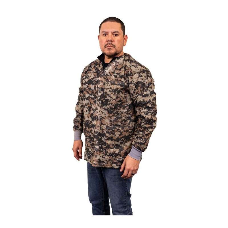 ESD Smock, Dual-Wire, Jacket, Camo, Large Knitted Cuffs, 3 Pockets, No Collar