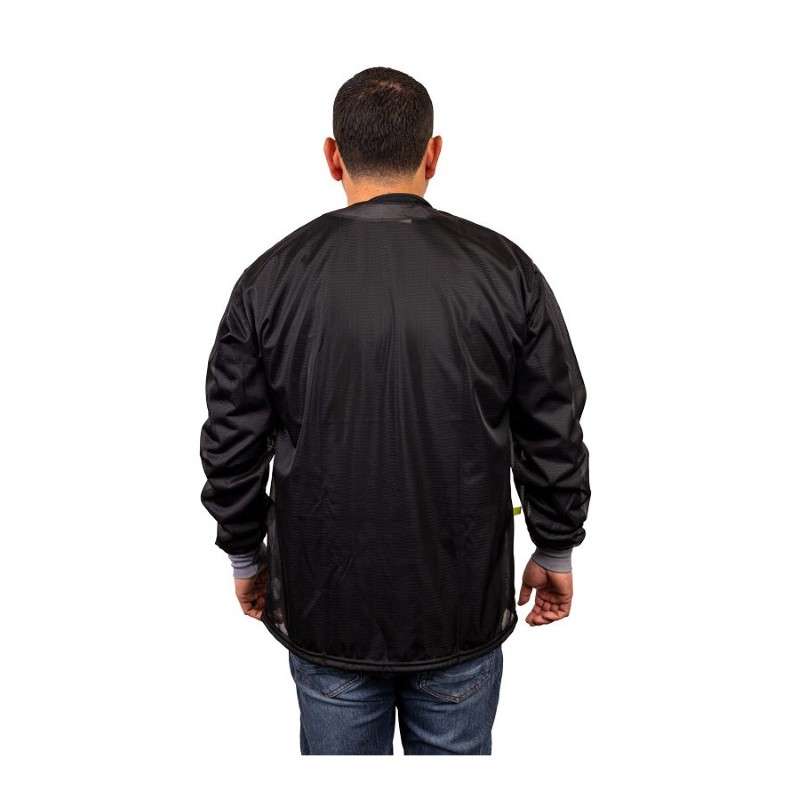 ESD Smock, Dual-Wire, Jacket, Black, 2Xlarge Knitted Cuffs, 3 Pockets, No Collar