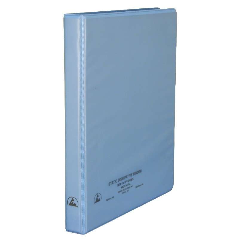 ESD-Safe Dissipative 3-Ring Binder with 1/2" Ring Size and Clear Front Pocket, Light Blue