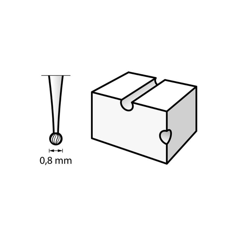 Engraving Cutter, Ball Shape, 0.8mm Tip Diameter