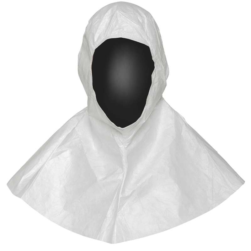 DuPont™ Tyvek® IsoClean® Hood, Bound Seams, Full Face Opening, Bound Hood Opening, Ties with Loops for Fit, White