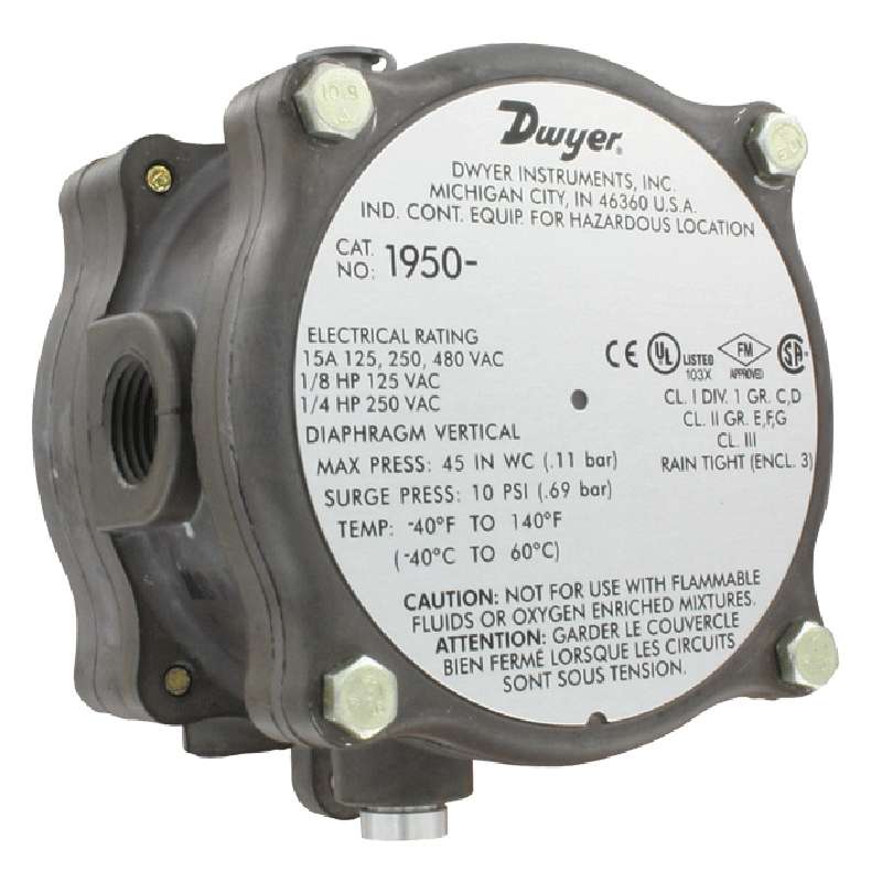 Differential Pressure Switch, Range .4-1.6" W.C.