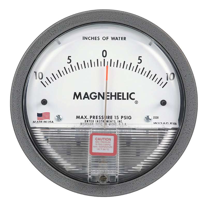 Differential Pressure Gauge, Range 0-30" W.C., Minor Divisions 1.0