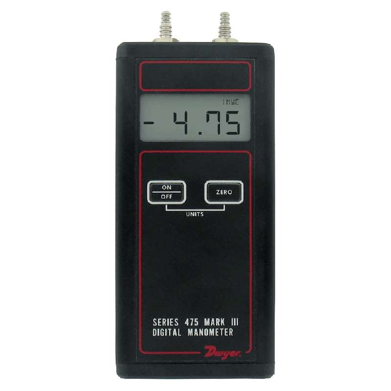 Handheld Digital Manometer, Range 0-200.0" W.C.