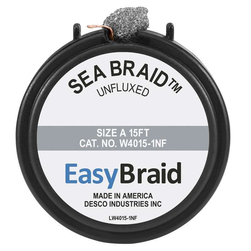Cassette with #1, 0.25in x 15 ft, Sea Braid Replacement Unfluxed Wick