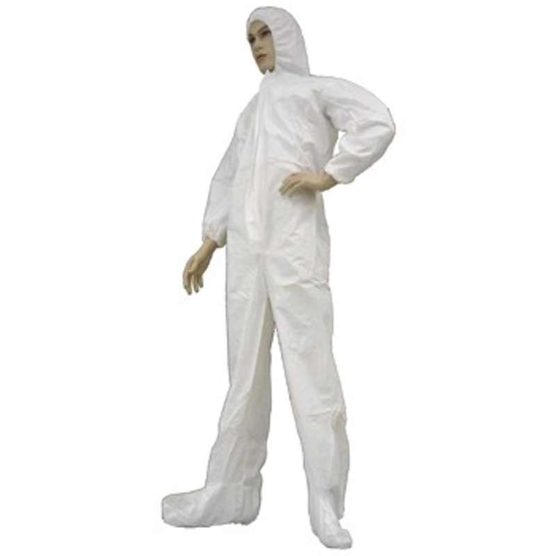 Cleanroom Disposable Coveralls with Attached Hood and Boots, White, 6X-Large, 25 per Case