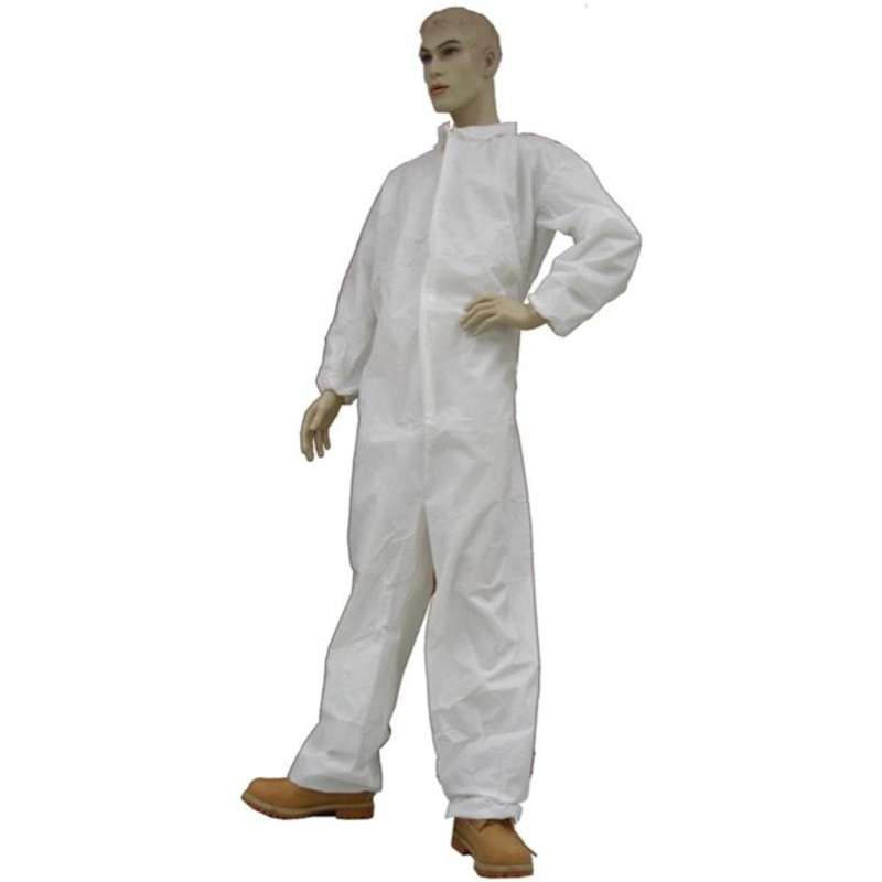 Disposable Polypropylene Coveralls with Collar and Elastic Wrist, White, 2X-Large, 25 per Case