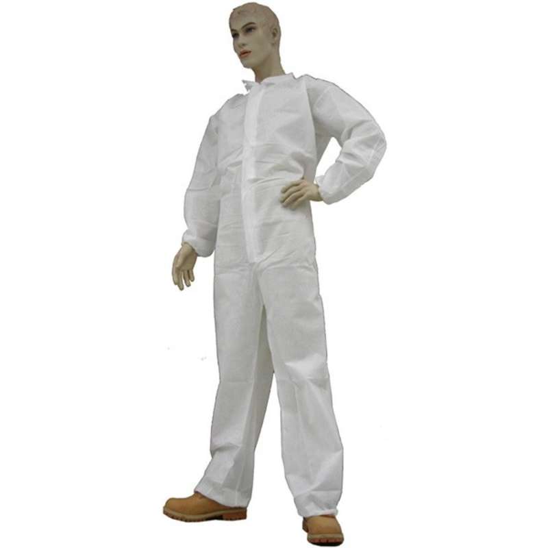 Disposable Polypropylene Coveralls with Collar, Elastic Wrist and Ankles, White, 3X-Large, 25 per Case