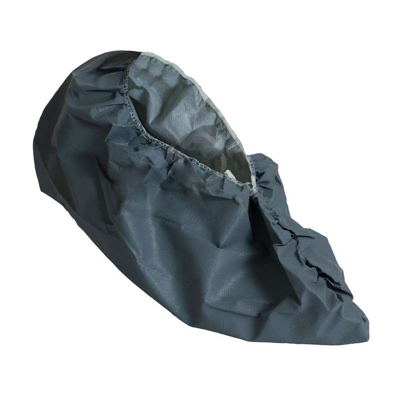 Cleanroom Disposable Polyethylene Blend Grey Non-Marking Shoe Covers with Anti-Skid Bottoms, Extra Large, 200 per Case