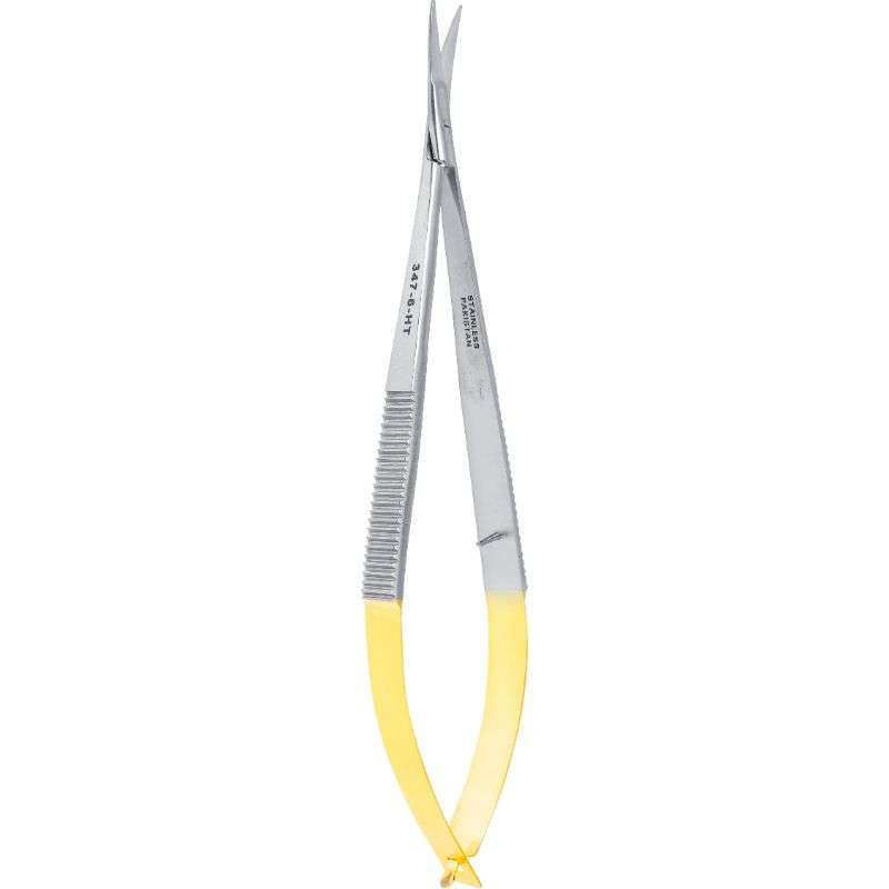 Micro Self Opening Straight Stainless Steel Tungsten Carbide 0.63" Long Curved Fine Blade Scissors