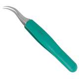 Ergonomic Anti Magnetic Stainless Steel Tweezers, Curved Very Fine Point, Thermoplastic Vulcanizate TPV Rubber ESD Handles, 4.7" Long redirect to product page