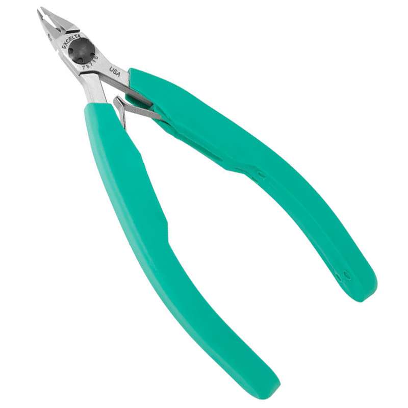 long nose fine tip cutters with teal grip
