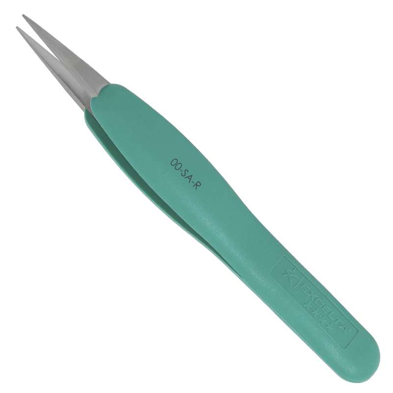 Tweezers, 4-Star, Straight, Strong Medium Point, Anti-Mag SS, Ergo Cleanroom, 4.71"