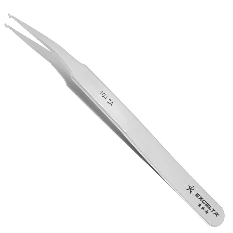 Tweezers, SMD, 15 degree Bent 0.024"x0.10" Paddle Tip, Anti-Mag. SS, 4.5" OAL