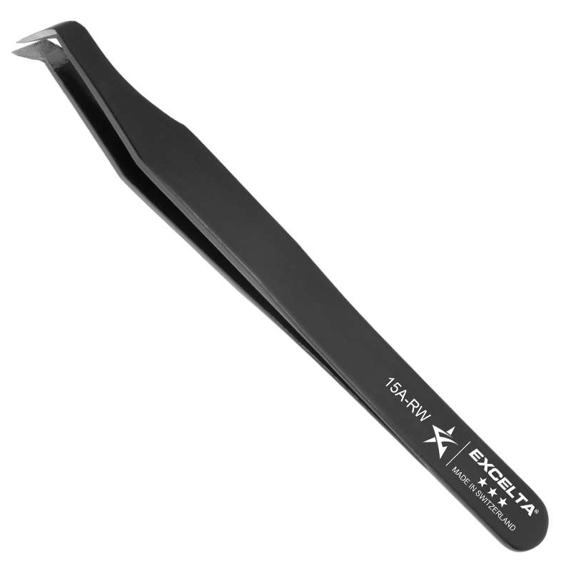 Tweezer with 70 degree Angulated Head, Round Cutting Blade and ESD-Safe Epoxy Coating , 4-1/2 " Long