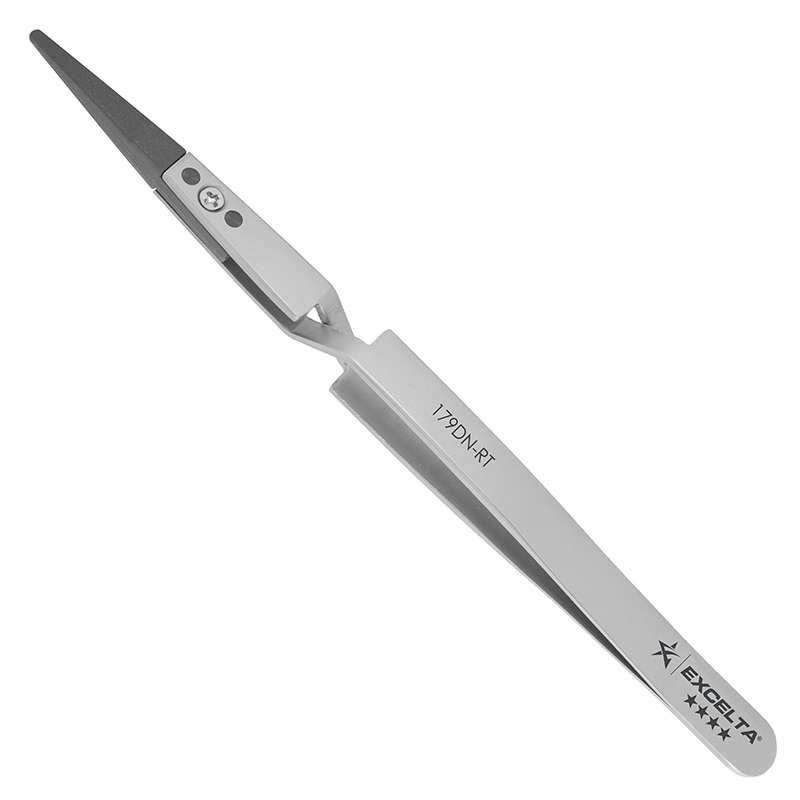 Tweezers, Replaceable Copolymer 0.08"x0.025" Tip, Cross Action, 5.5" OAL