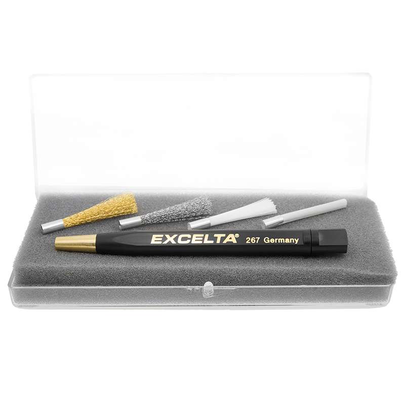 Brush Set, Scratch, Straight, Brass, Steel, Nylon, Fiberglass, Plastic Hdl, 4.75"OAL