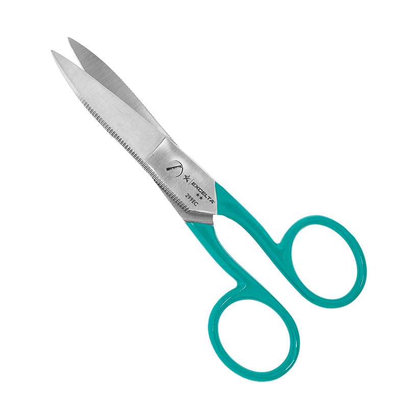 straight electrician blade scissors with teal hand