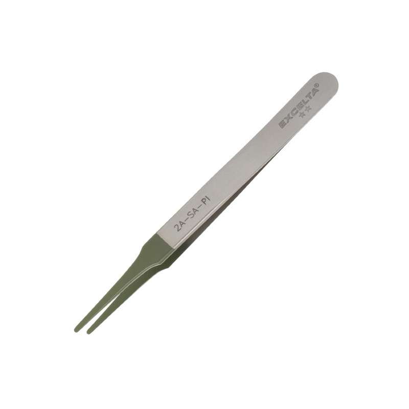 2 Star Straight Tapered Flat Point Tweezers, Anti-Mag, Stainless Steel, PTFE Coated