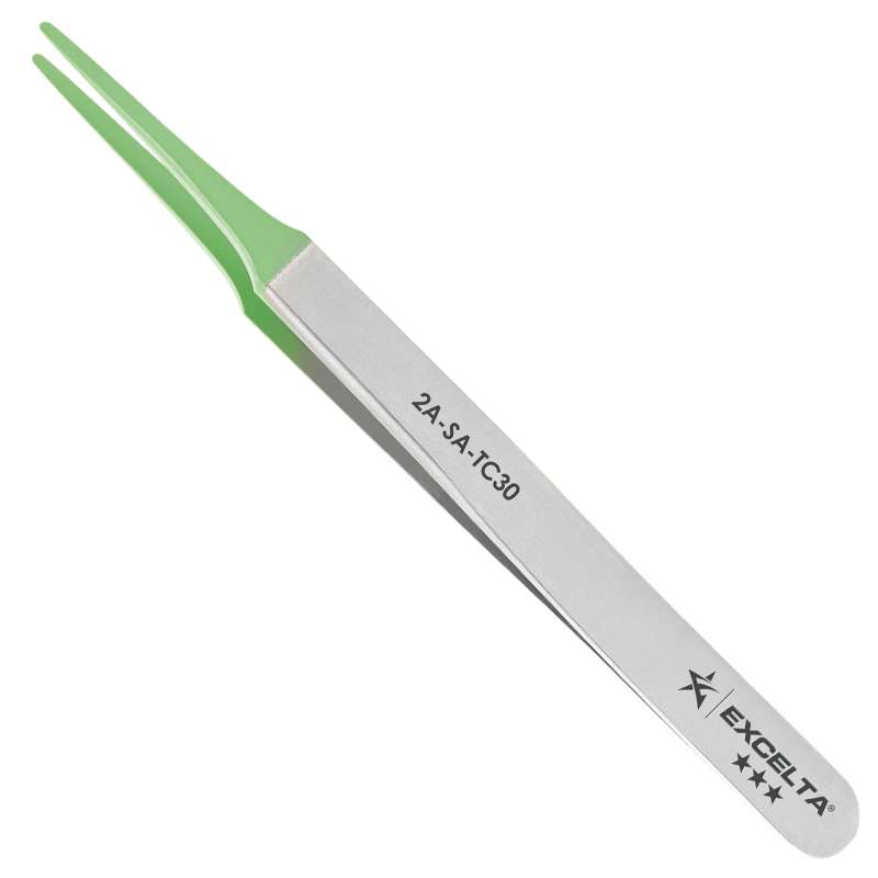 Tweezers, 3-Star, Straight, Tapered Flat Pt, Anti-Mag SS, 3.0 mil PTFE, 4.75"