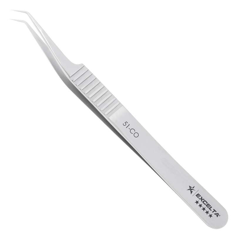 Tweezers, 45 degree Angulated Very Fine Point, Cobalt, 4.5" OAL