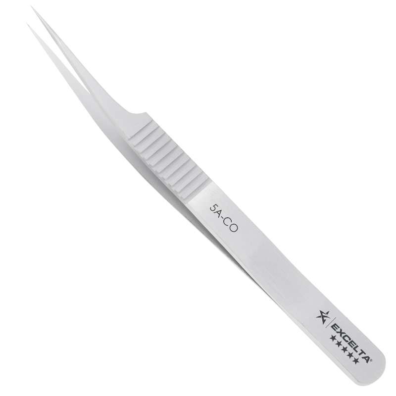 Tweezers, Offset Extreme Precision Ultra Fine Point, Cobalt, 4.5" OAL