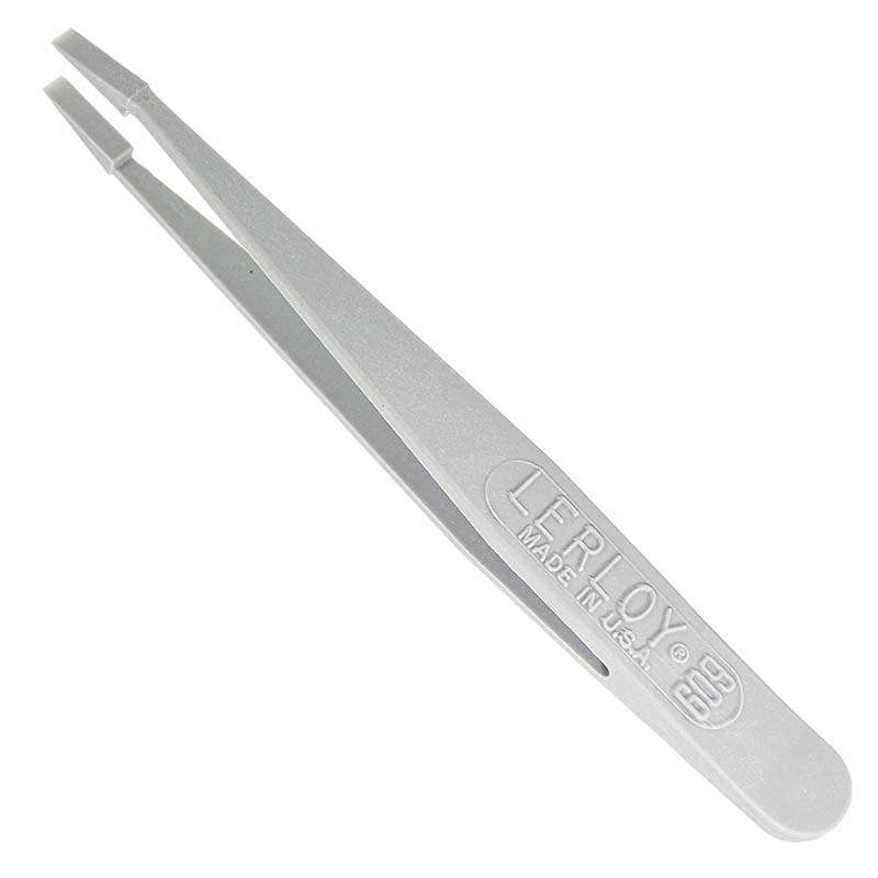 Tweezers, Plastic, Straight, 0.005"x0.12" Tip, Acetal, 4.5" OAL