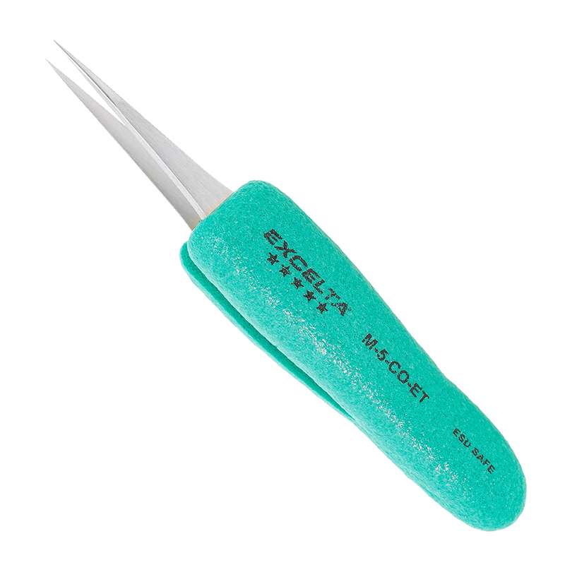 Tweezers, Mini Straight, Tapered Ultra Fine Point, Cobalt, Ergo, 3.63" OAL